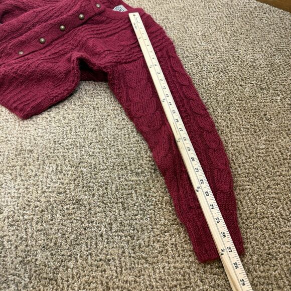 Vintage Forenza Cardigan Sweater Size Medium Berry Red Mohair Blend Gold Buttons - Picture 7 of 8